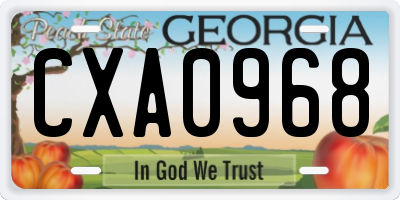 GA license plate CXA0968