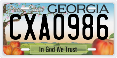 GA license plate CXA0986