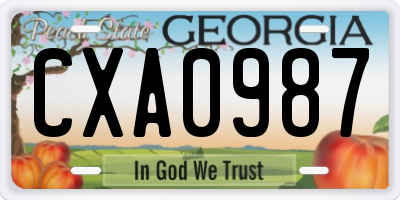 GA license plate CXA0987
