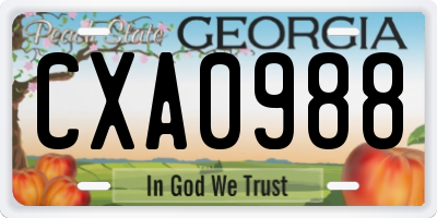 GA license plate CXA0988
