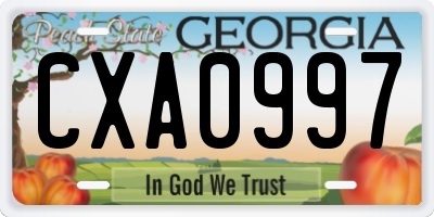 GA license plate CXA0997
