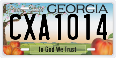 GA license plate CXA1014