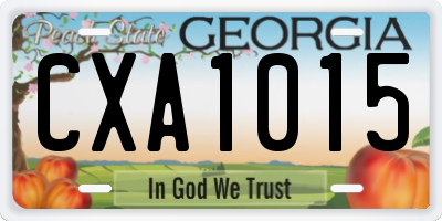GA license plate CXA1015