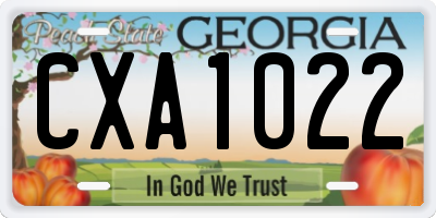 GA license plate CXA1022