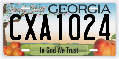 GA license plate CXA1024