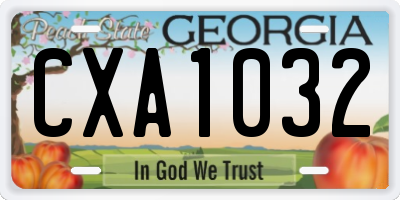 GA license plate CXA1032