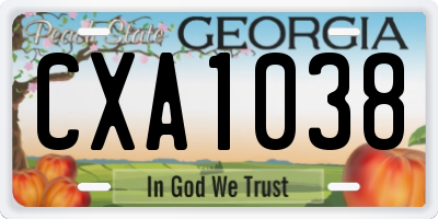 GA license plate CXA1038