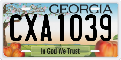 GA license plate CXA1039