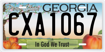 GA license plate CXA1067