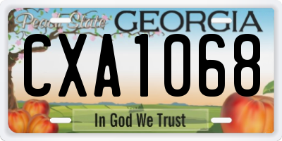 GA license plate CXA1068