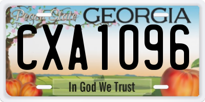 GA license plate CXA1096