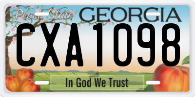 GA license plate CXA1098