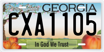 GA license plate CXA1105