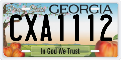 GA license plate CXA1112