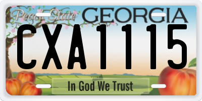 GA license plate CXA1115
