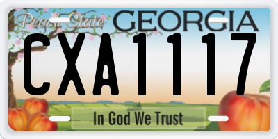 GA license plate CXA1117