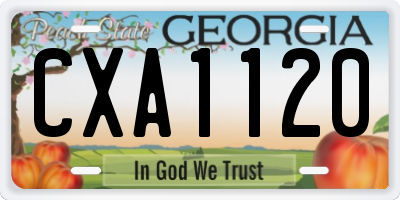 GA license plate CXA1120