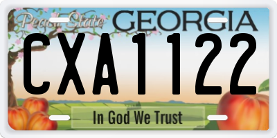 GA license plate CXA1122