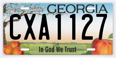 GA license plate CXA1127
