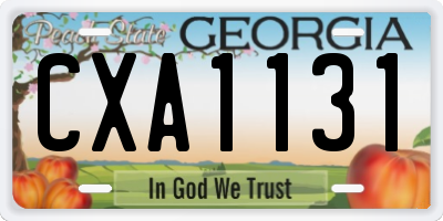 GA license plate CXA1131
