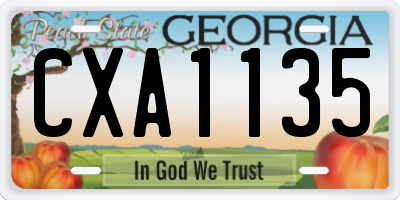 GA license plate CXA1135