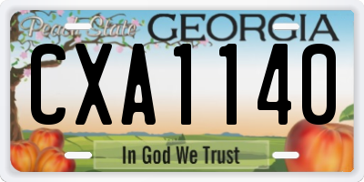 GA license plate CXA1140