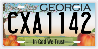 GA license plate CXA1142
