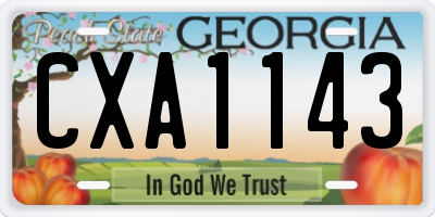 GA license plate CXA1143