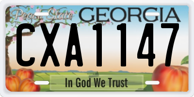 GA license plate CXA1147