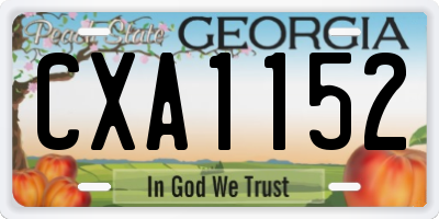 GA license plate CXA1152