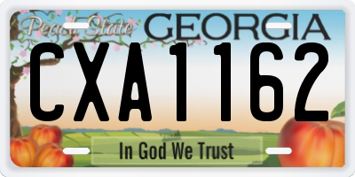 GA license plate CXA1162