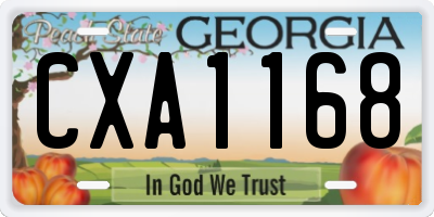 GA license plate CXA1168