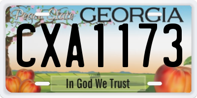 GA license plate CXA1173