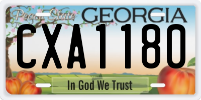 GA license plate CXA1180