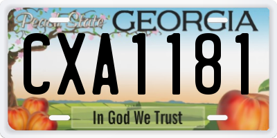 GA license plate CXA1181