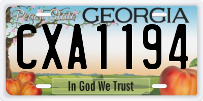 GA license plate CXA1194