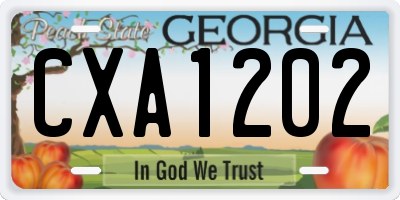 GA license plate CXA1202