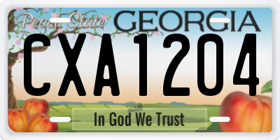 GA license plate CXA1204