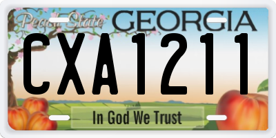 GA license plate CXA1211