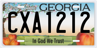 GA license plate CXA1212