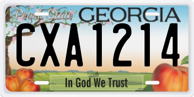 GA license plate CXA1214