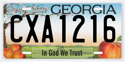 GA license plate CXA1216