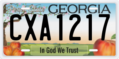 GA license plate CXA1217
