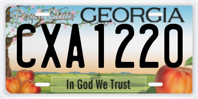 GA license plate CXA1220