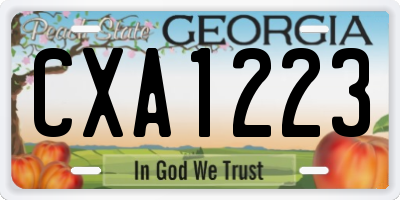 GA license plate CXA1223