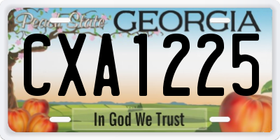 GA license plate CXA1225