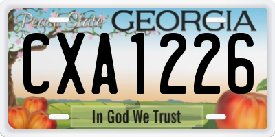 GA license plate CXA1226
