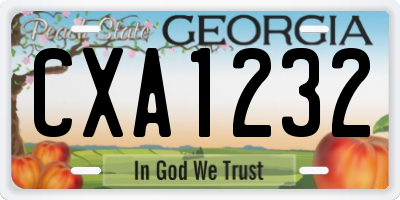 GA license plate CXA1232