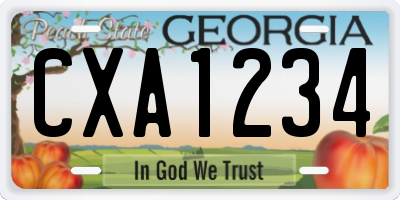 GA license plate CXA1234