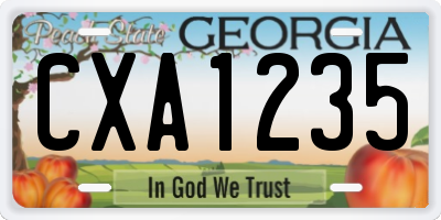 GA license plate CXA1235